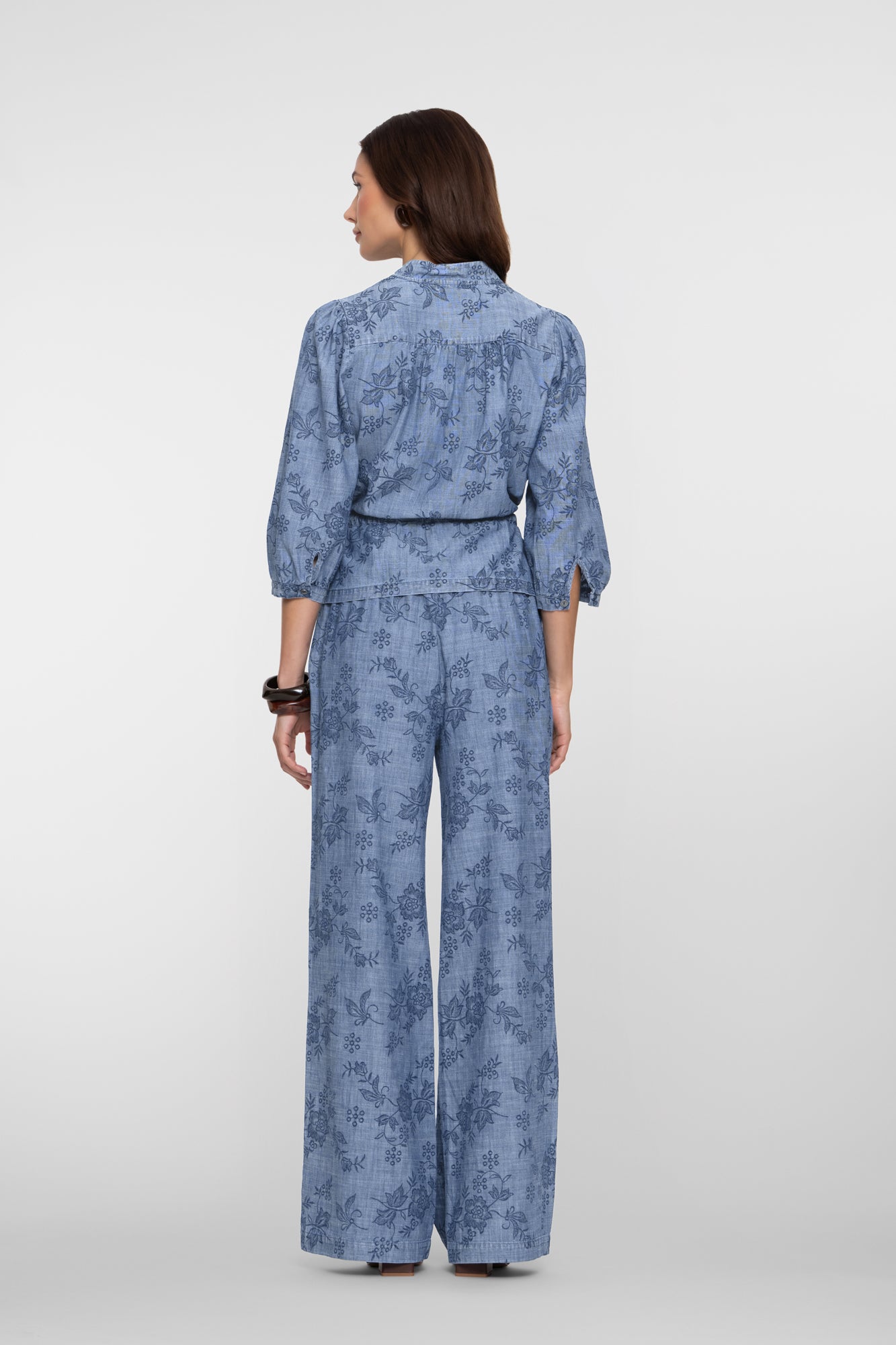 Geisha chambray broek bloemenprint
