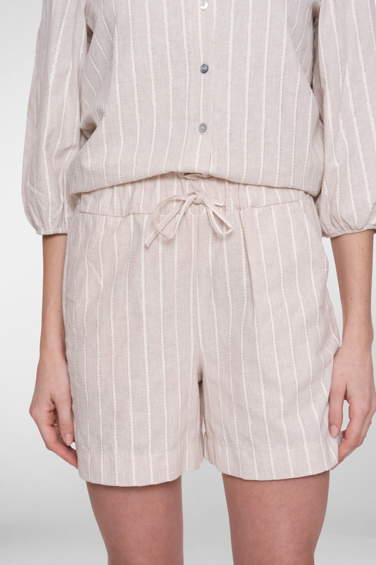 Geisha gestreepte paperbag short met lurex