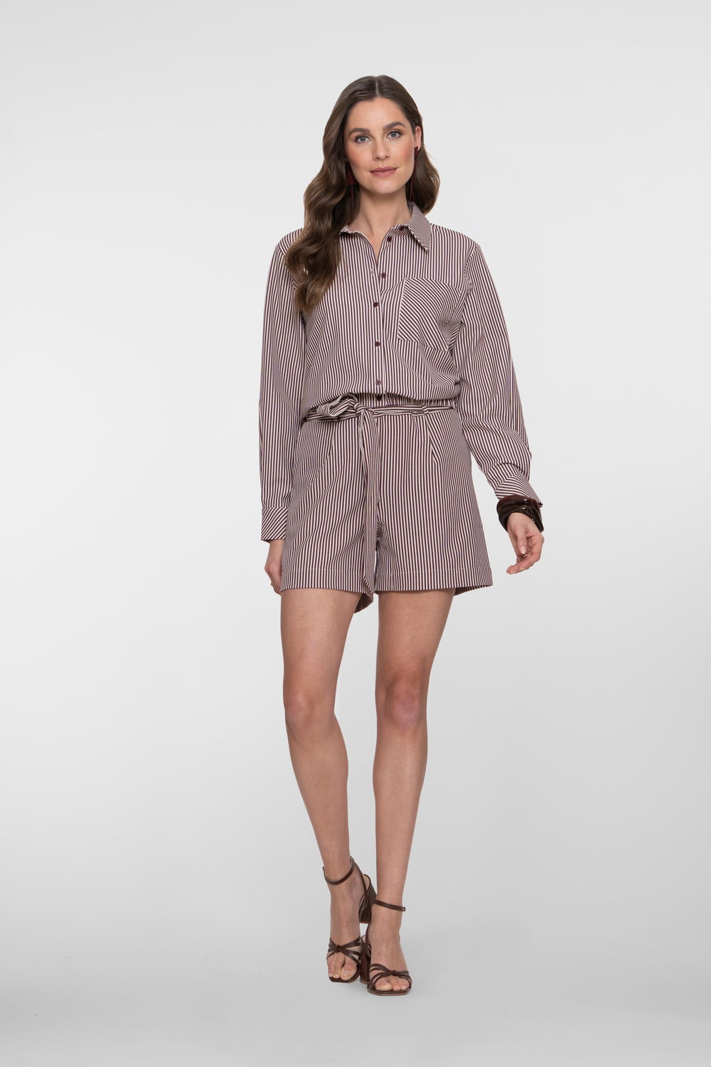 Geisha gestreepte short met strikdetail