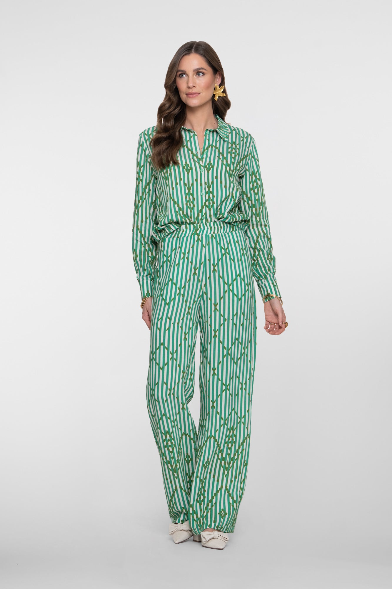 Geisha pantalon met strepen en sierlijk ruitpatroon