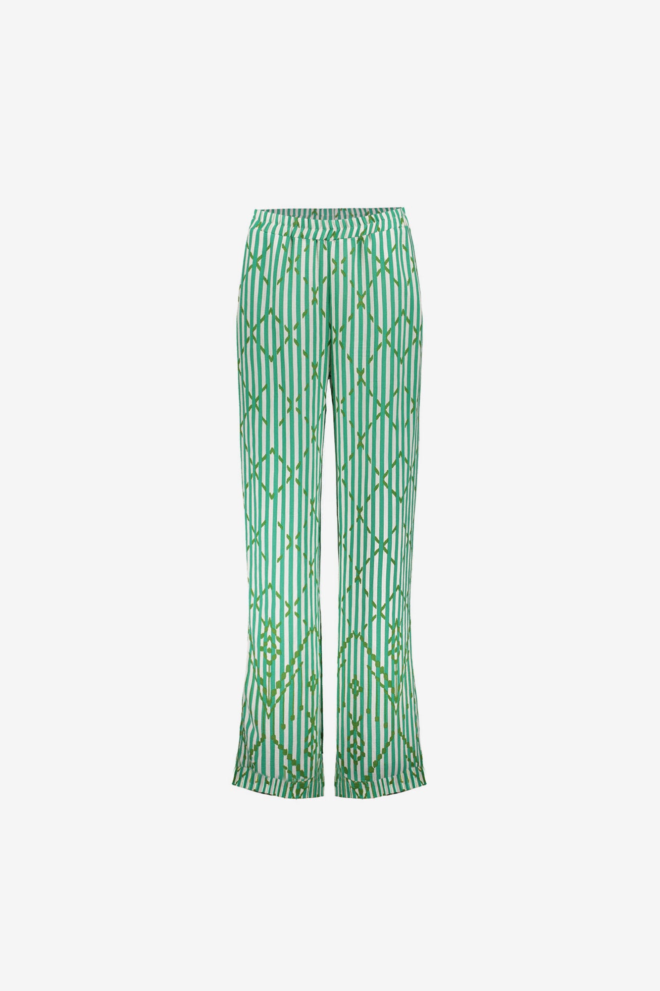 Geisha pantalon met strepen en sierlijk ruitpatroon