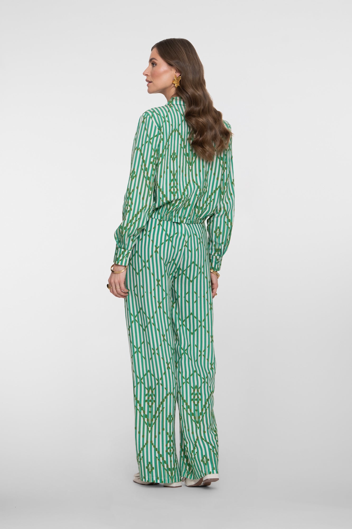 Geisha pantalon met strepen en sierlijk ruitpatroon