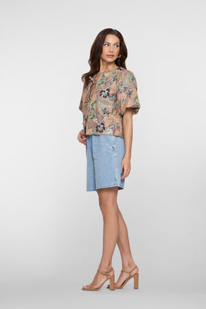 Geisha short met elastische taille en loose fit