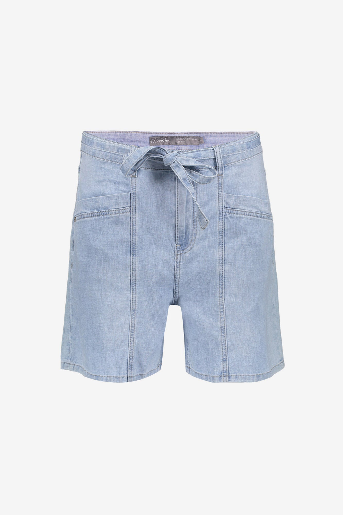 Geisha denim short met strikceintuur