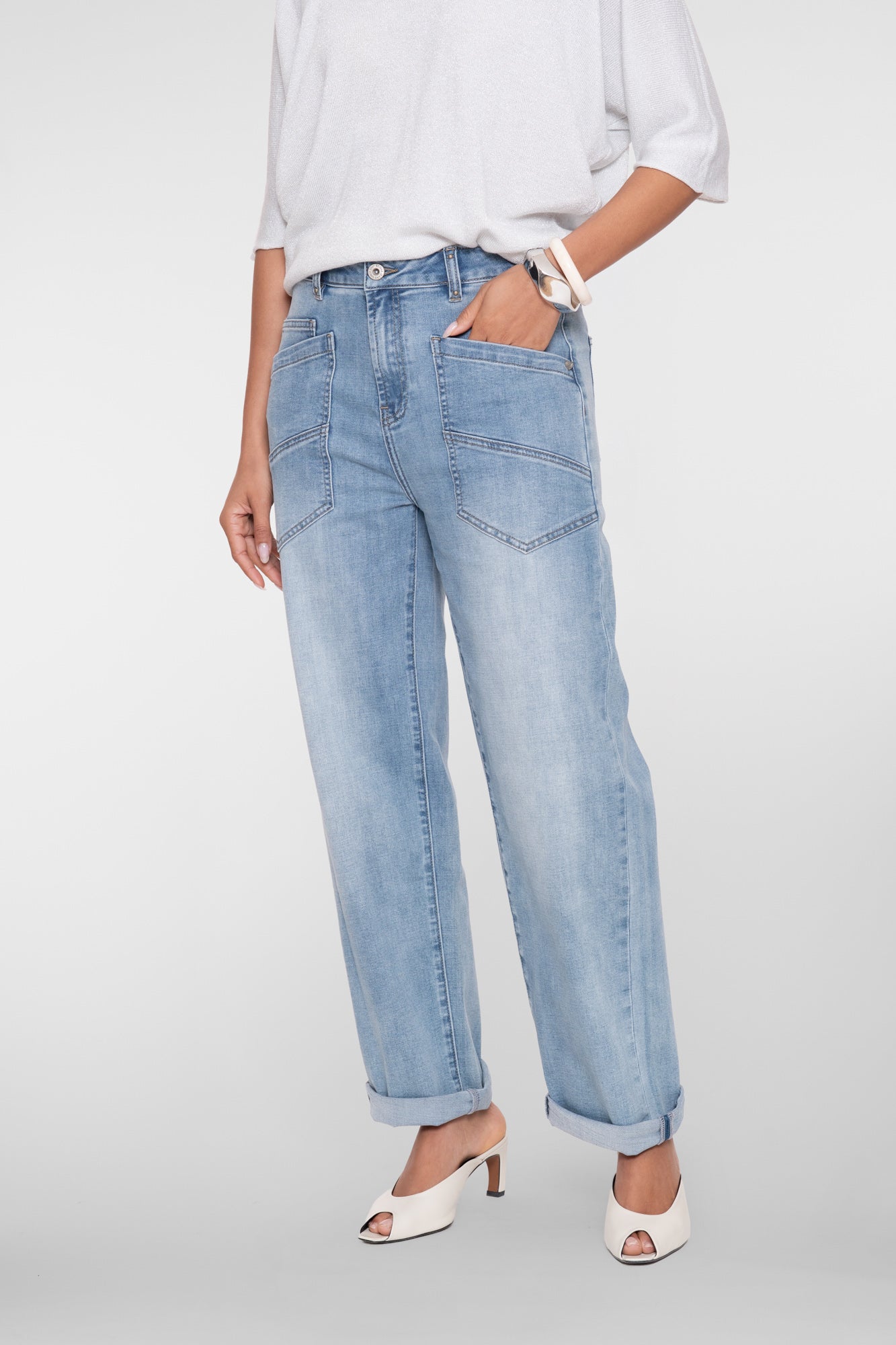 Geisha jeans met rechte pijp en stoere zakdetails