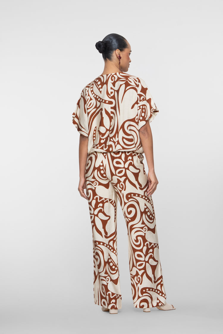 Geisha pantalon bi-color swirl print