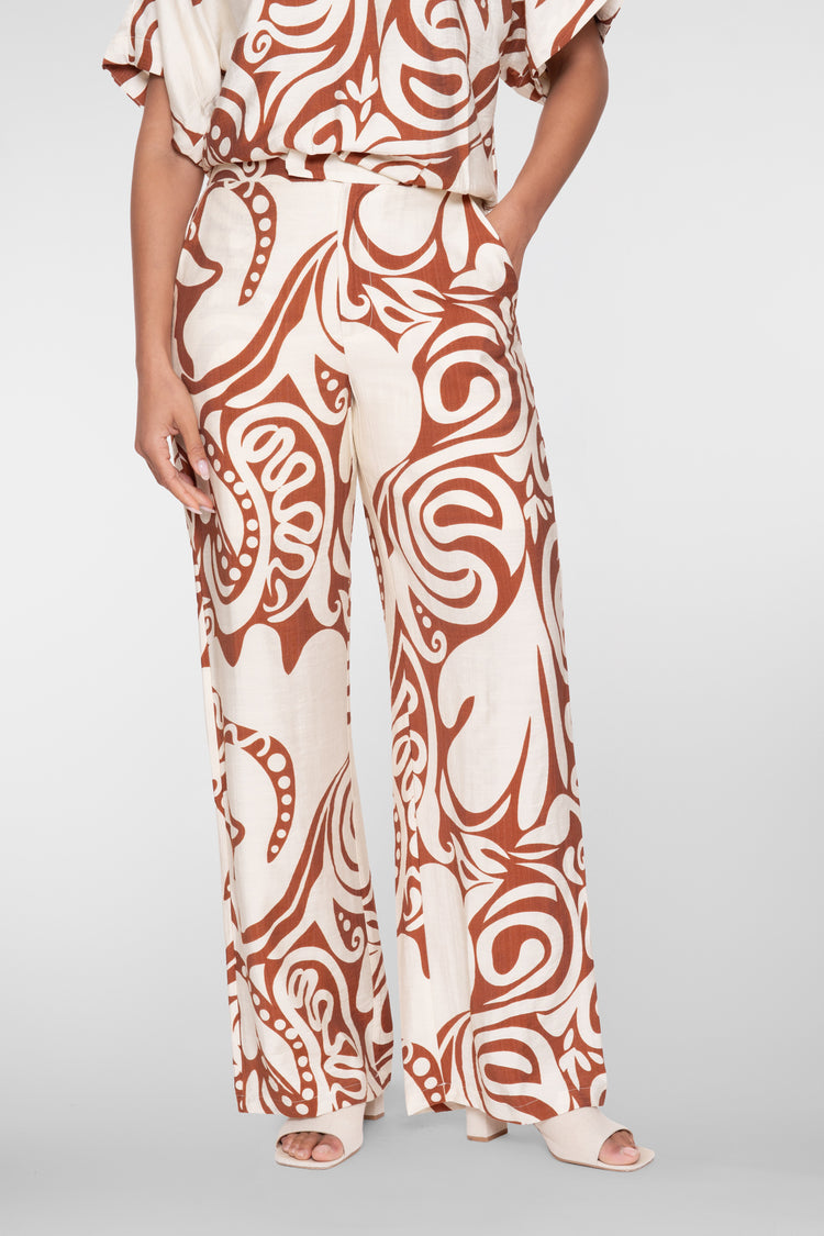 Geisha pantalon bi-color swirl print