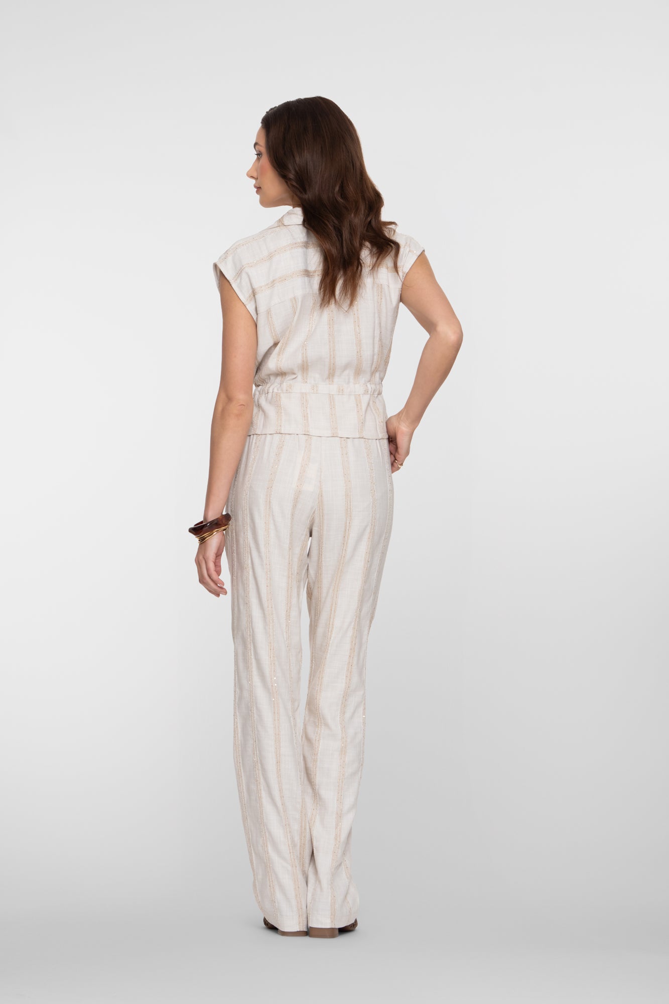 Geisha broek met streepdessin en subtiele shimmer