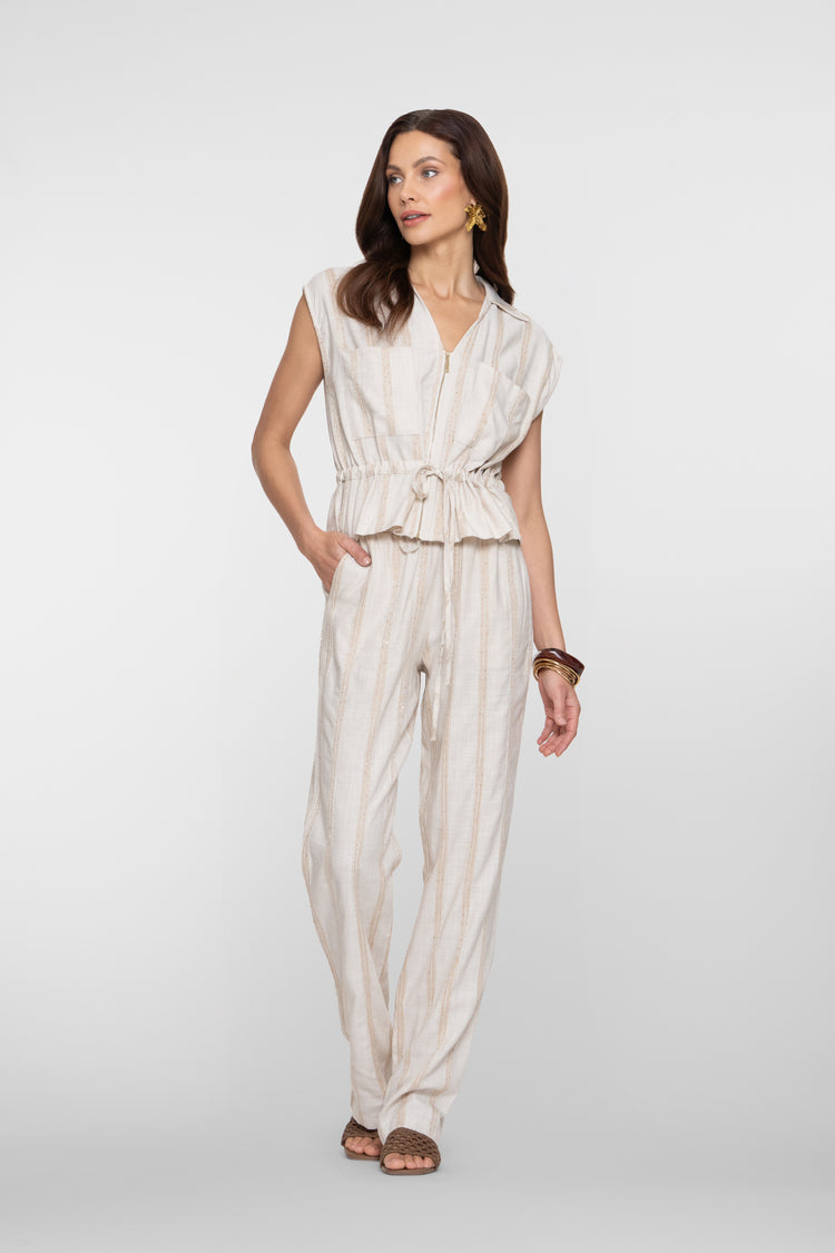 Geisha broek met streepdessin en subtiele shimmer