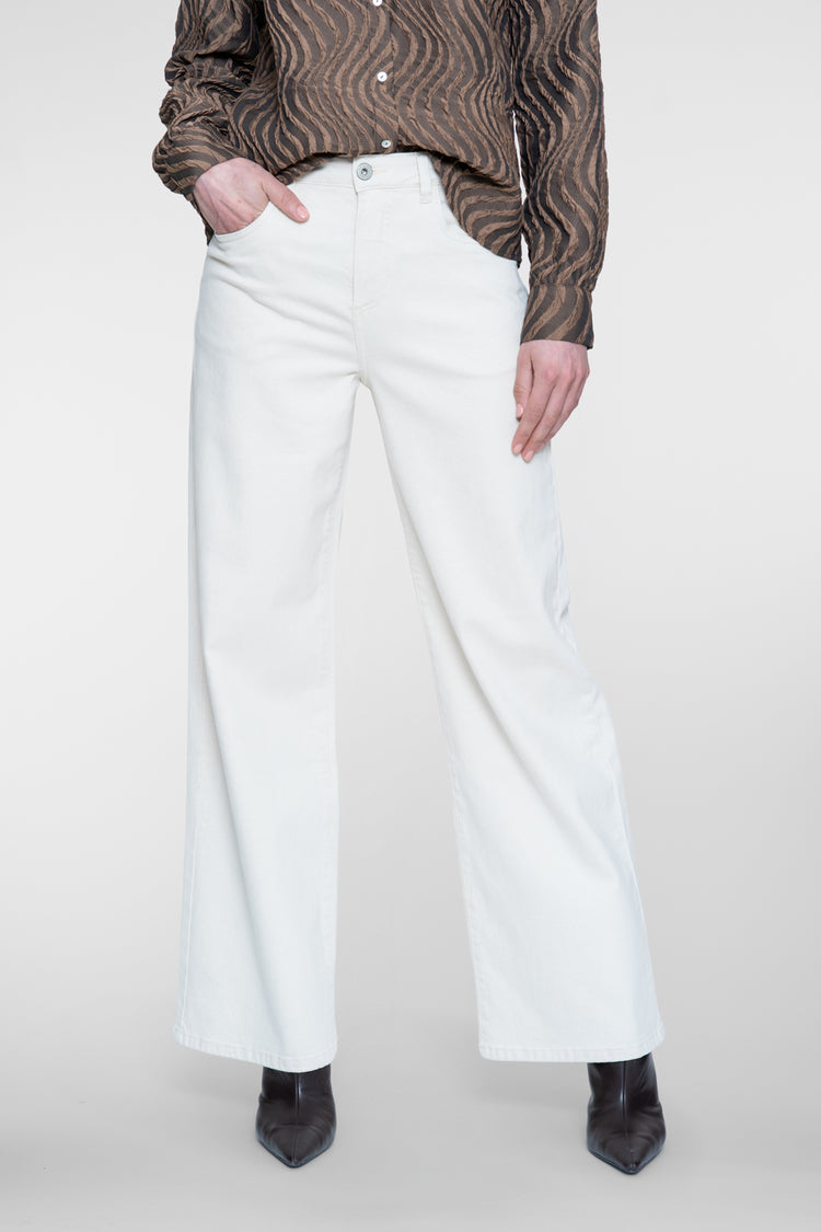 Geisha witte wide leg jeans met hoge taille en comfortabele pasvorm