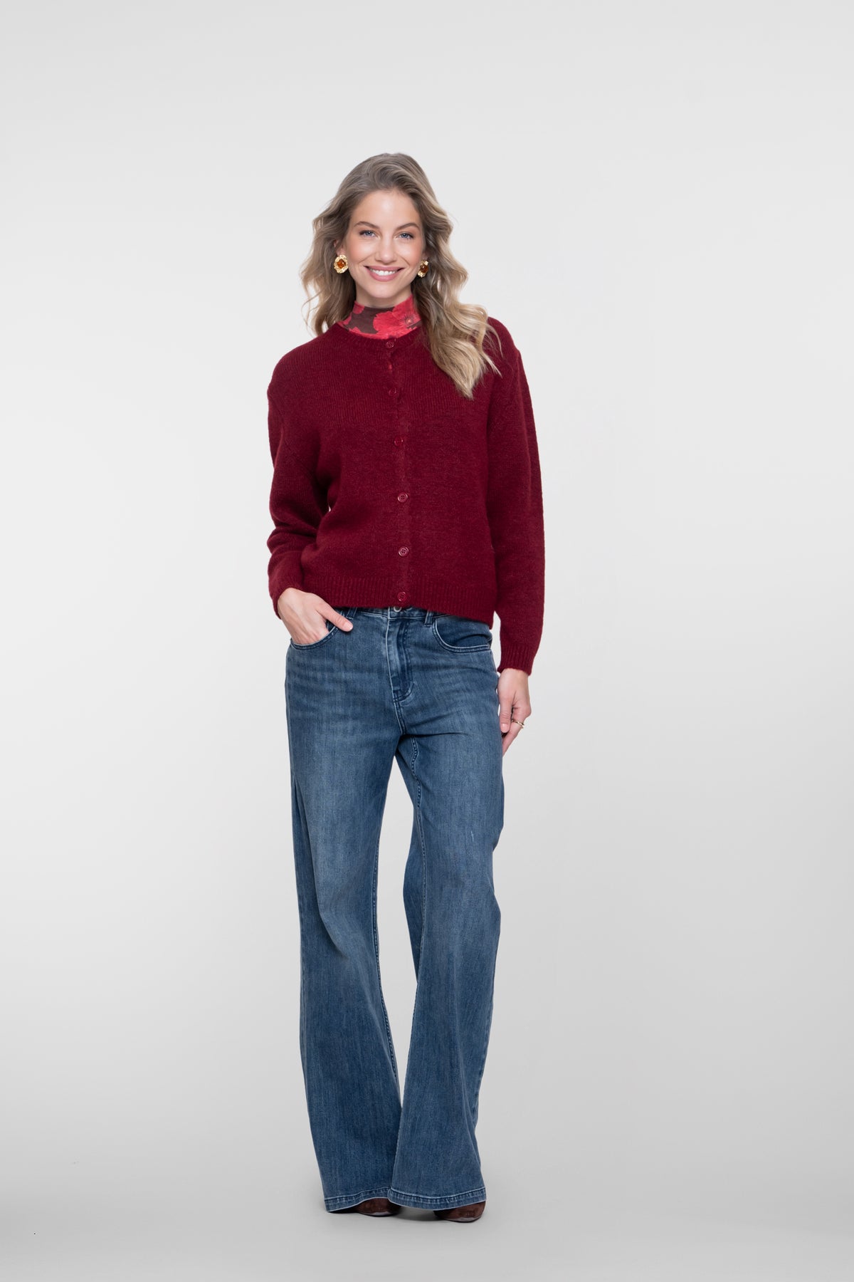 Geisha fijngebreid vest met ronde hals – Shop de look