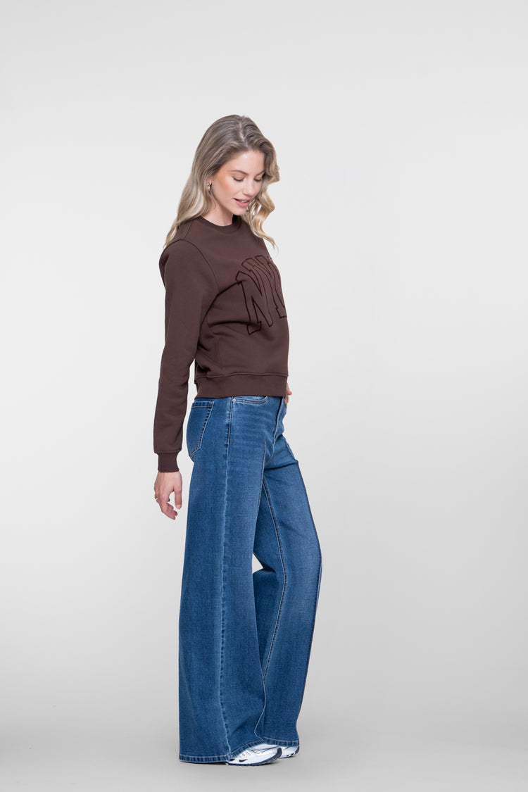 Geisha dames wide leg jeans met hoge taille en opvallende deelnaden