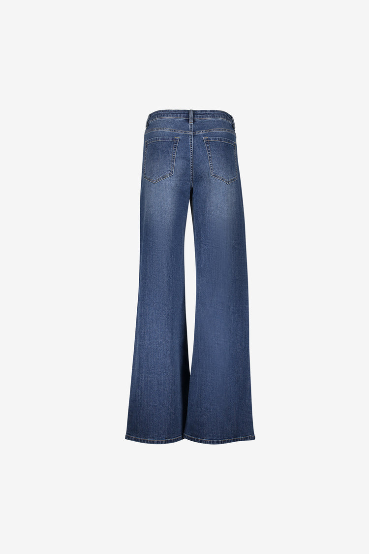 Geisha dames wide leg jeans met hoge taille en opvallende deelnaden
