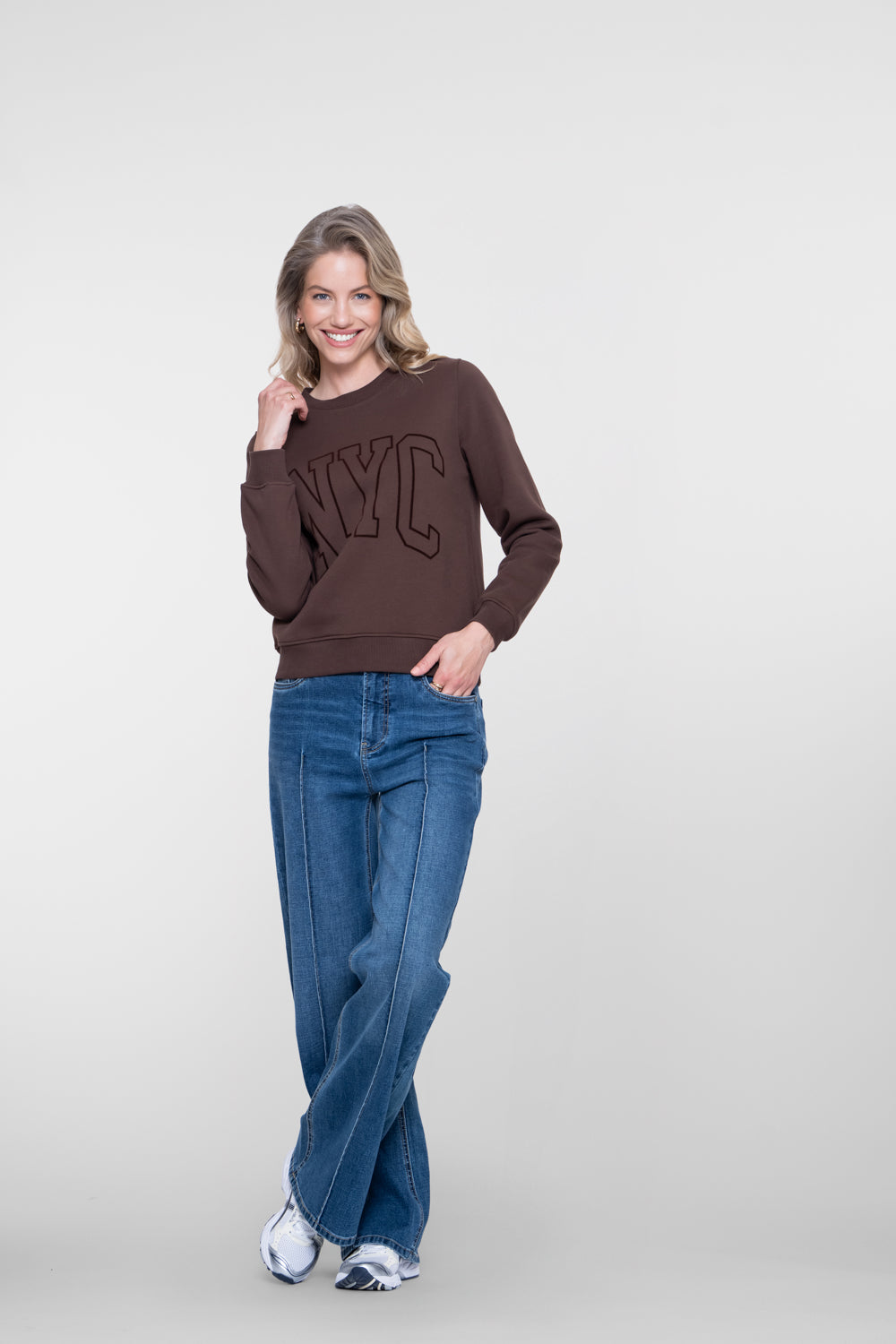 Geisha dames wide leg jeans met hoge taille en opvallende deelnaden