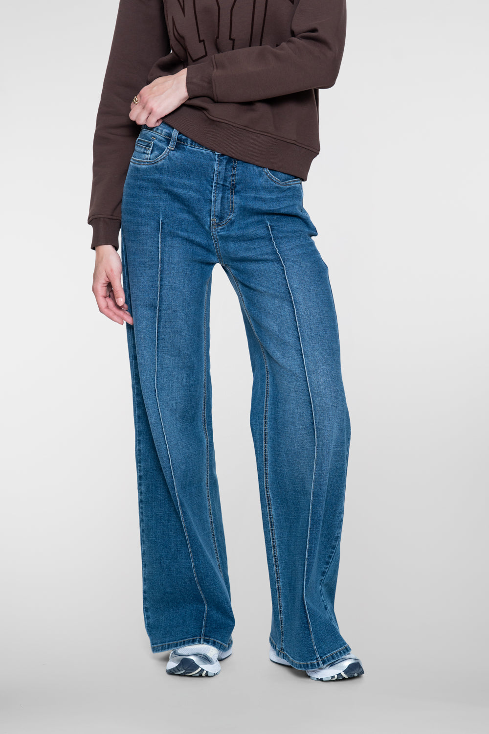 Geisha dames wide leg jeans met hoge taille en opvallende deelnaden