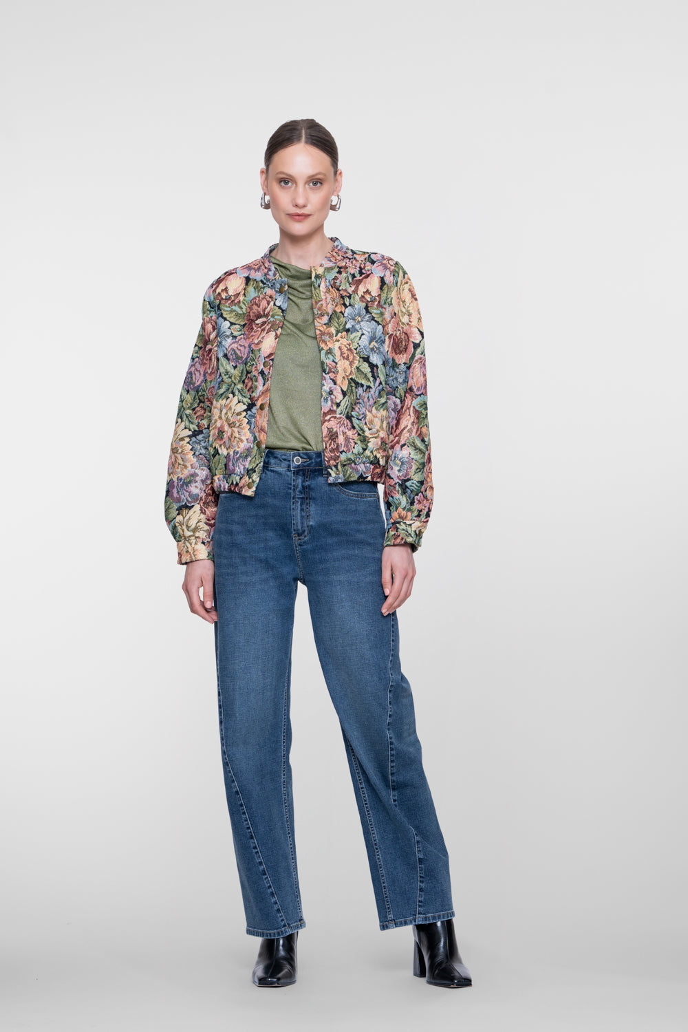 Geisha barrel jeans met sierstiksels