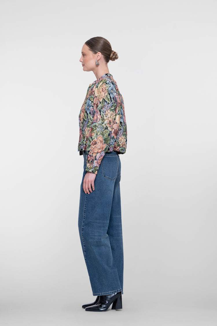 Geisha barrel jeans met sierstiksels