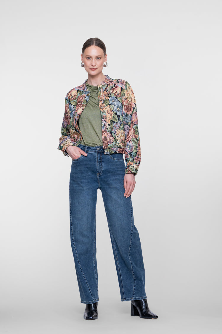 Geisha barrel jeans met sierstiksels