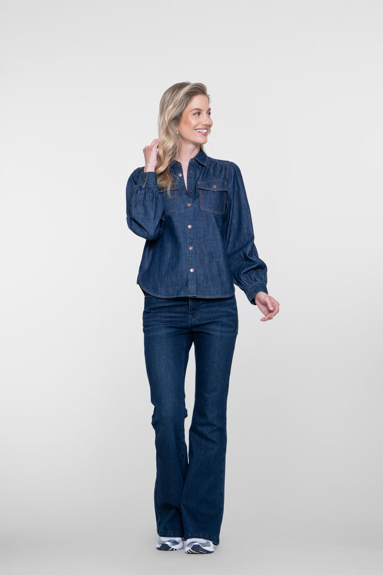 Geisha flared jeans met lurex