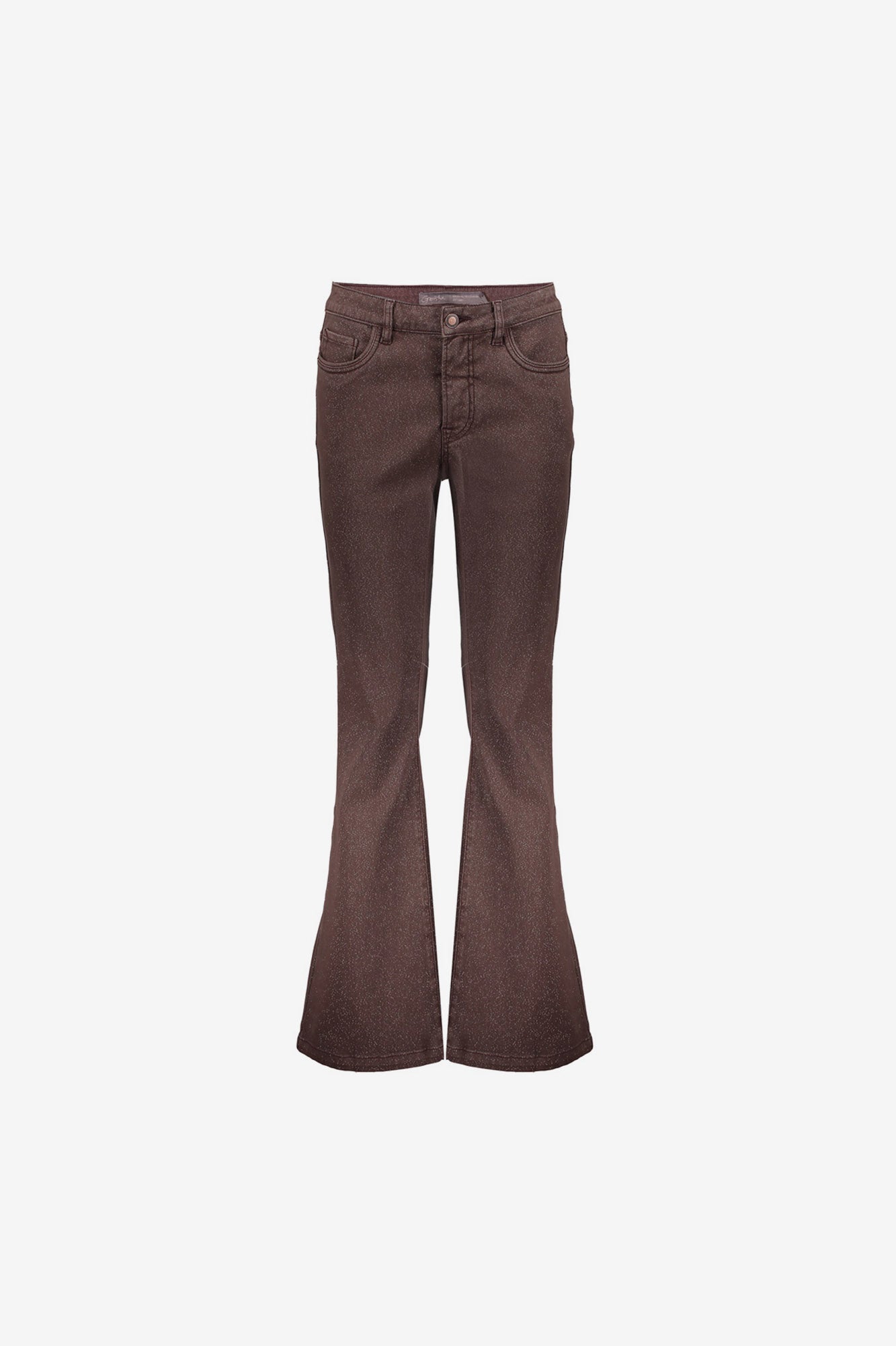 Geisha mid waist flare jeans met subtiele glitter