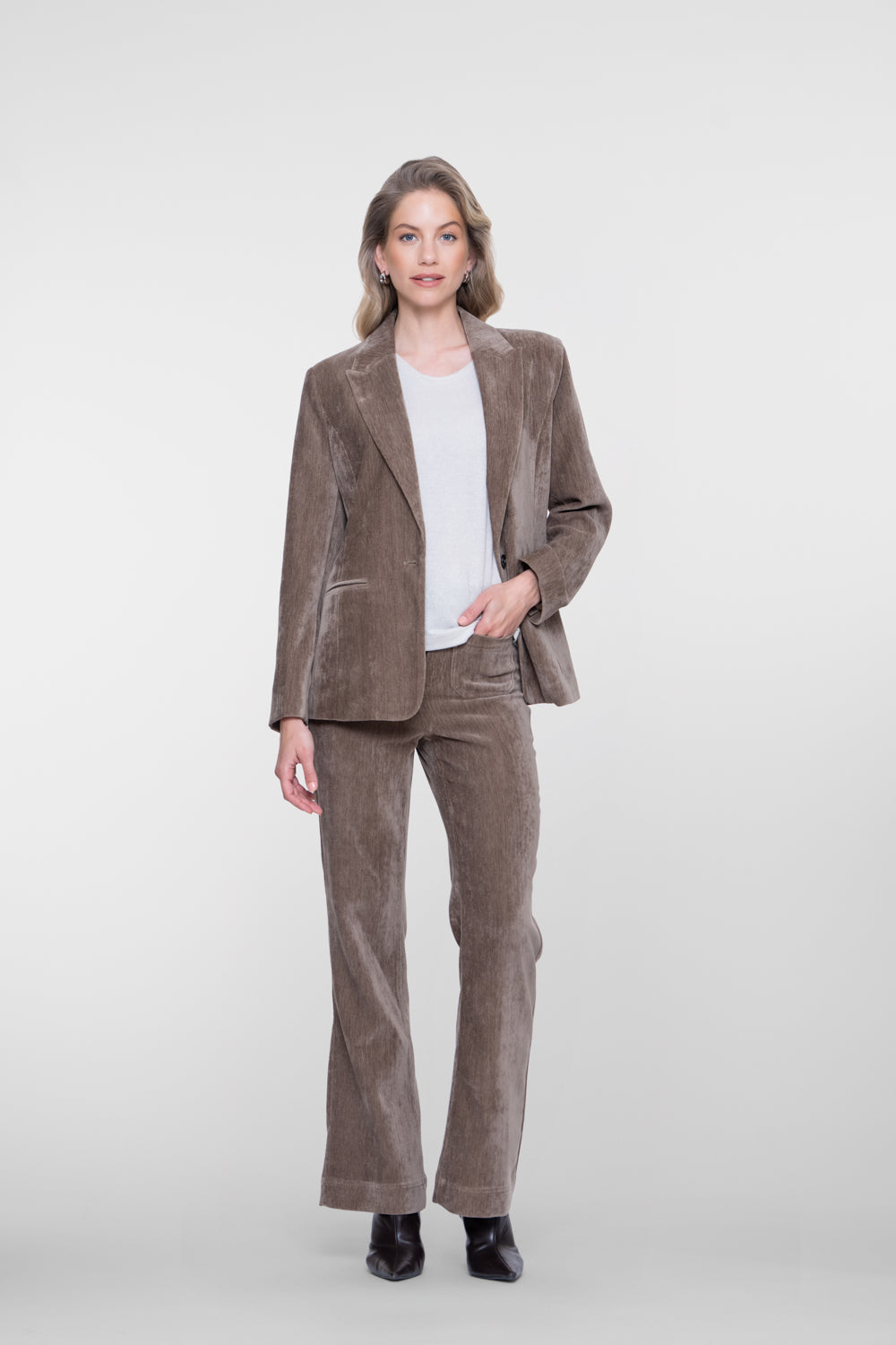 Geisha velours pantalon met stretch tailleband