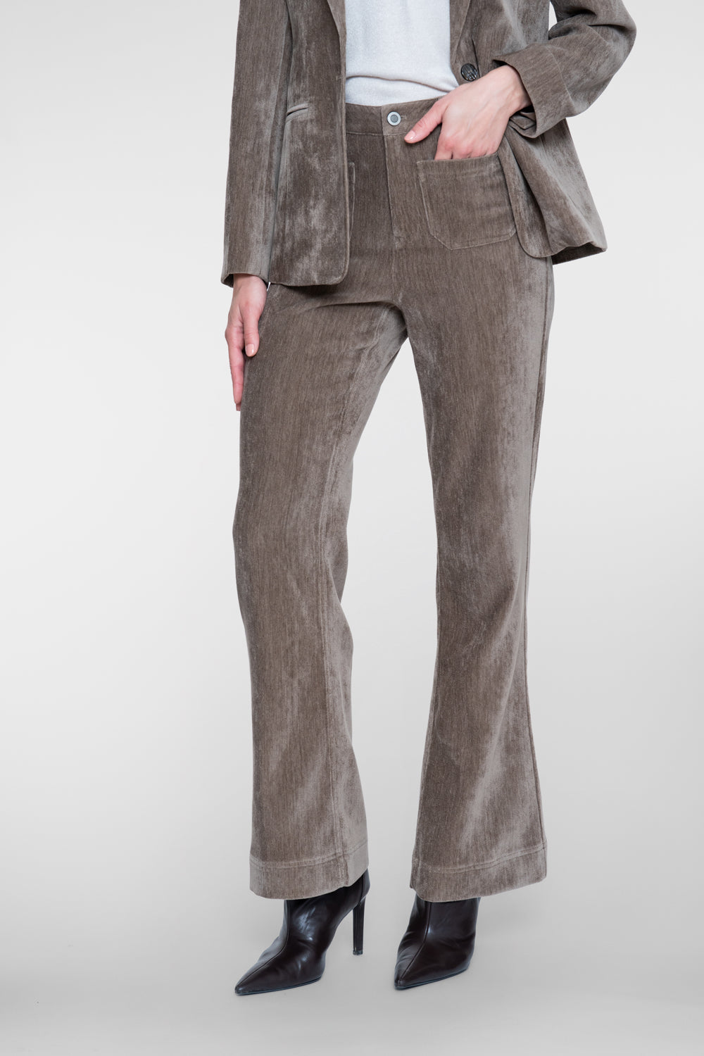 Geisha velours pantalon met stretch tailleband