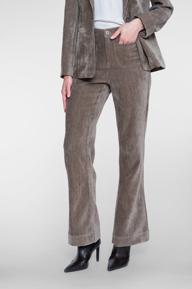 Geisha velours pantalon met stretch tailleband
