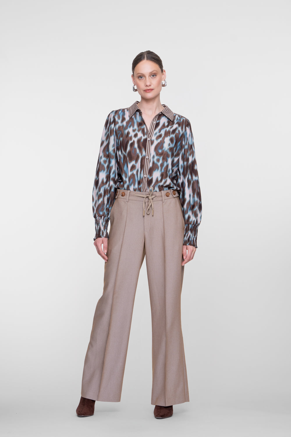 Geisha wide leg pantalon met striksluiting en comfortabele pasvorm