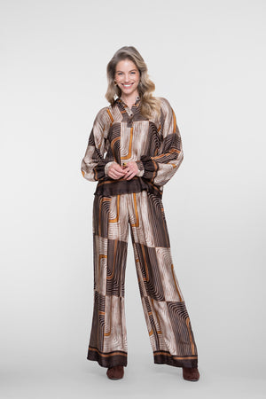 Geisha dames pantalon met grafische print en comfortabele elastische taille