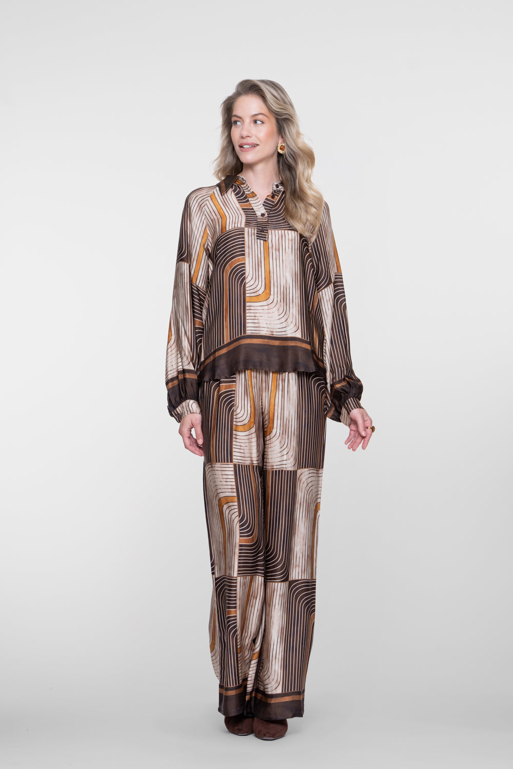 Geisha dames pantalon met grafische print en comfortabele elastische taille