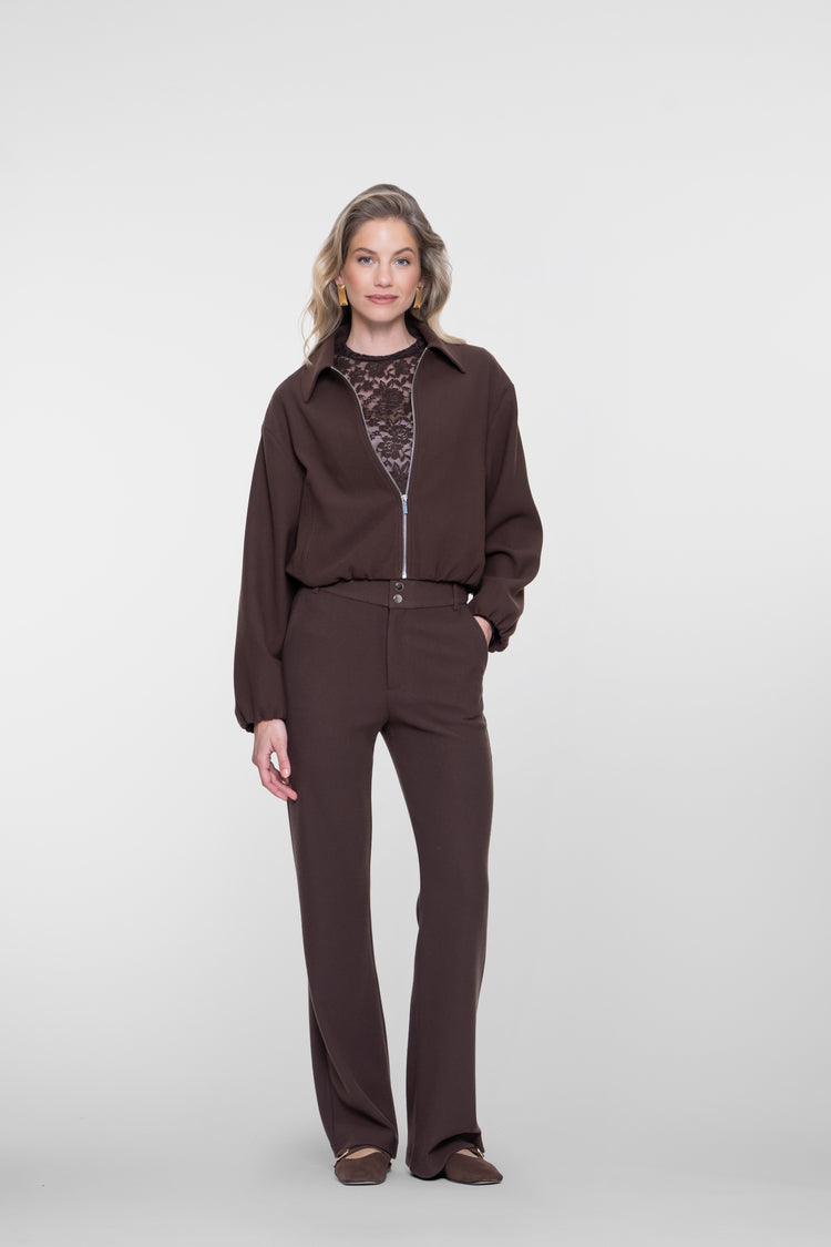 Geisha comfy flared pantalon met honeycomb structuur