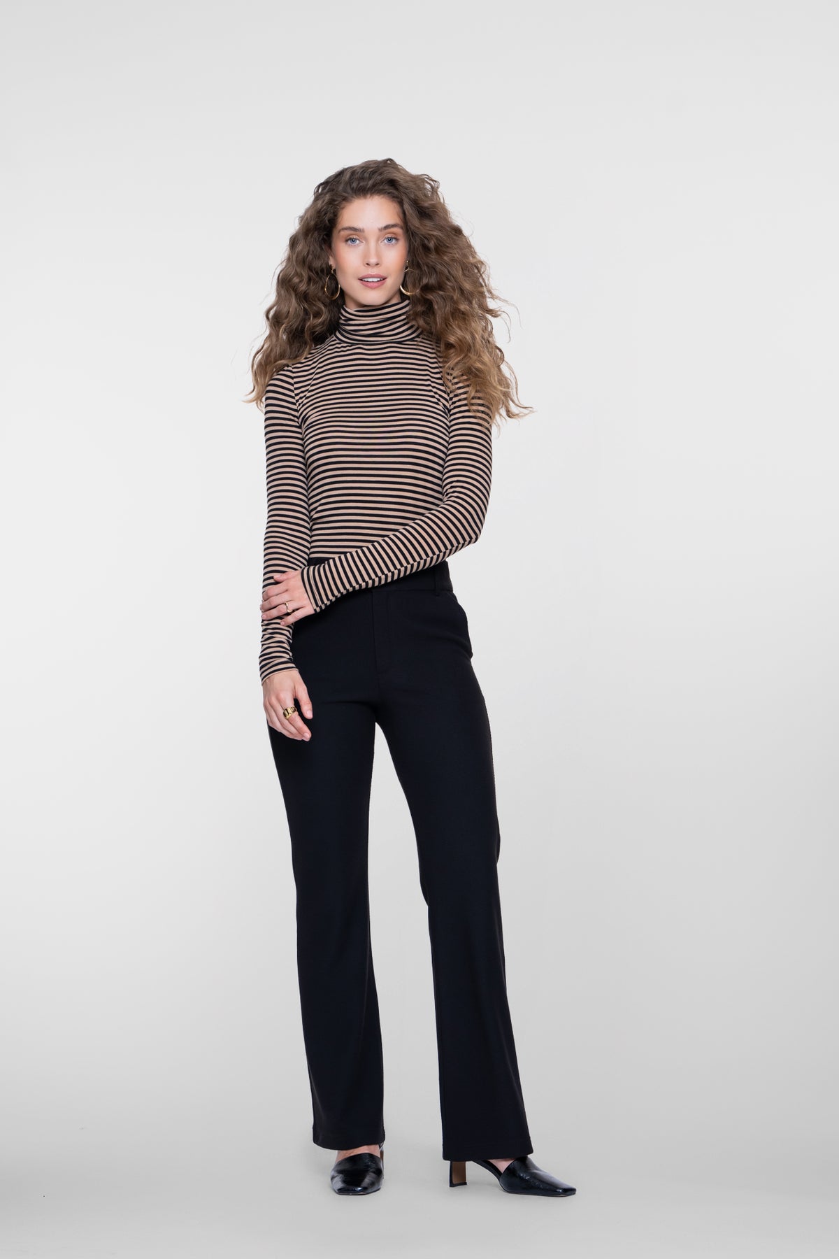 Geisha comfy flared pantalon met honeycomb structuur