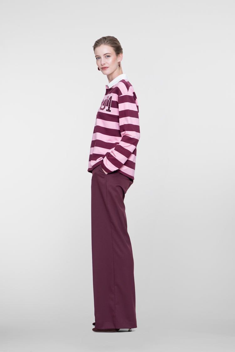 Geisha burgundy pantalon met wijde pijpen en hoge taille