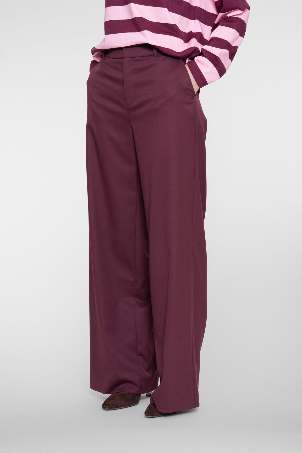 Geisha burgundy pantalon met wijde pijpen en hoge taille
