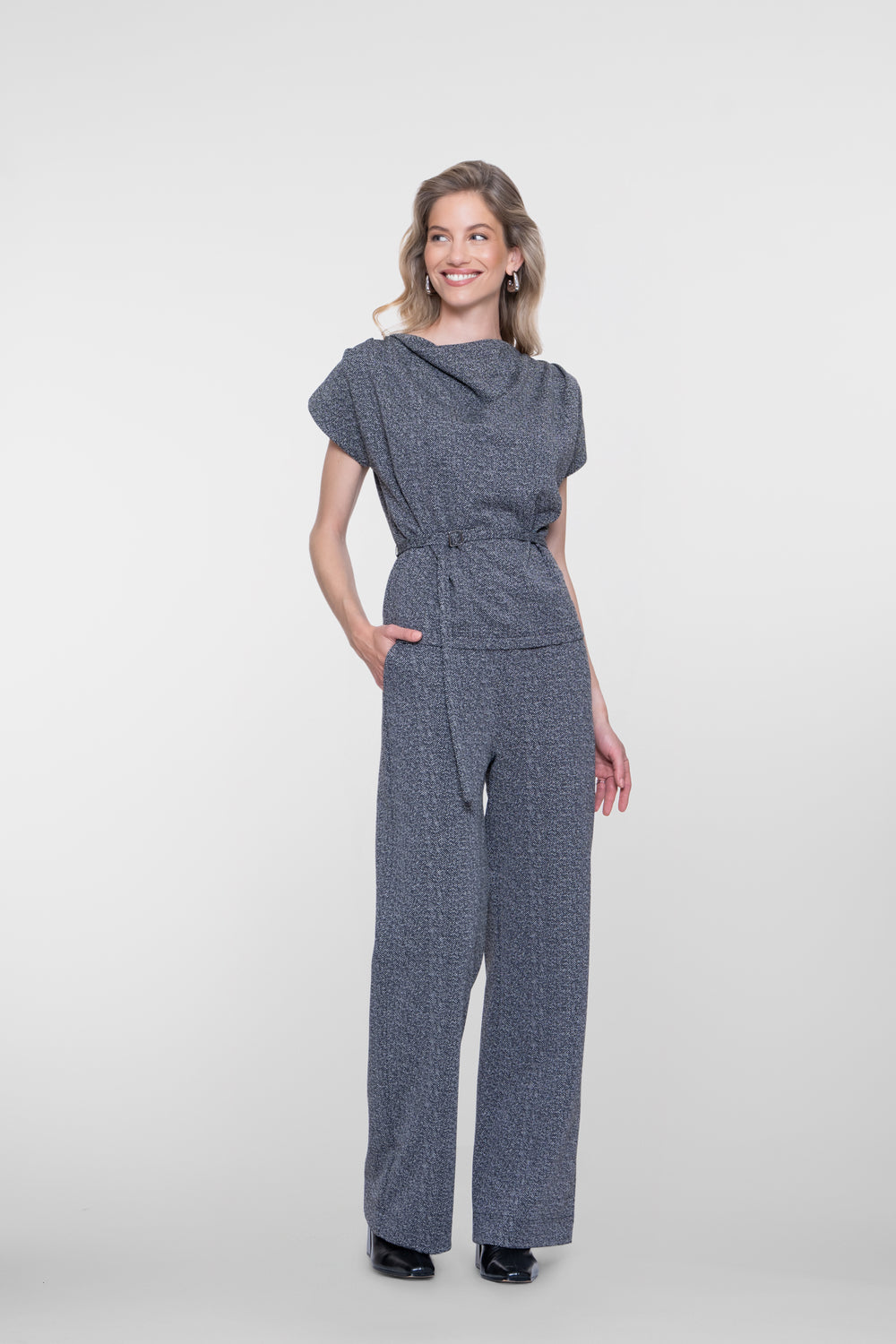 Geisha gemêleerde pantalon met elastische taille