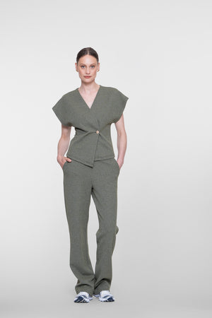 Geisha pantalon met lurex en elastische tailleband