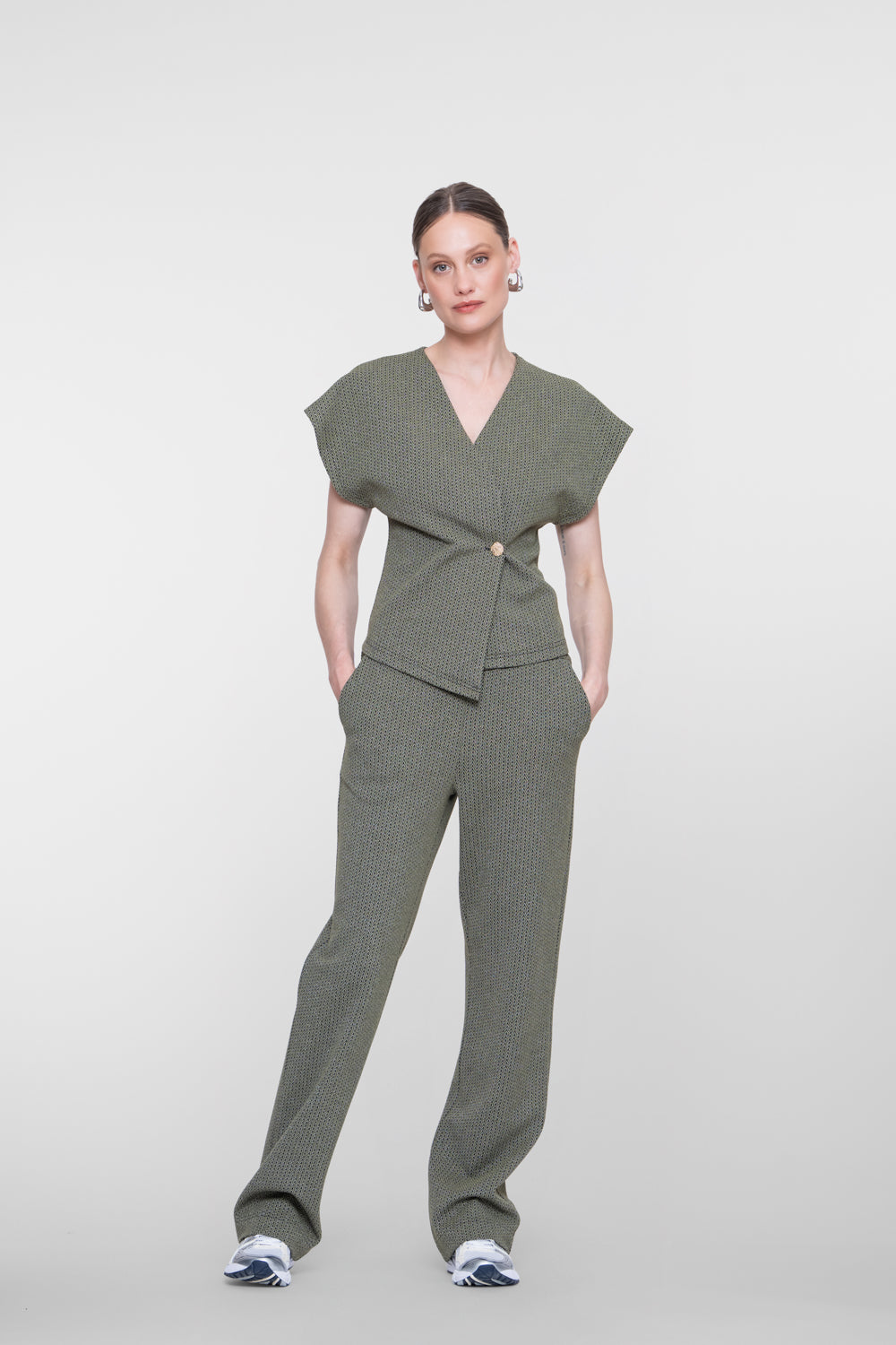 Geisha pantalon met lurex en elastische tailleband – Shop de look
