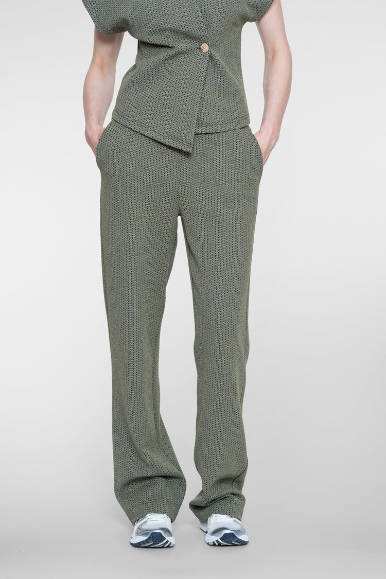 Geisha pantalon met lurex en elastische tailleband