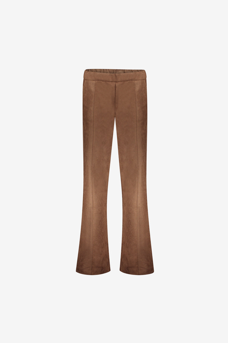 Geisha wide leg broek met suèdelook