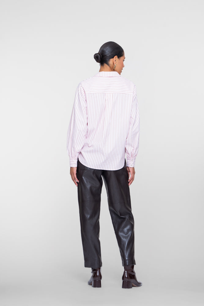 Geisha faux leren tapered broek met elastische tailleband