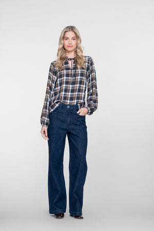 Geisha wide leg jeans met donkere wassing
