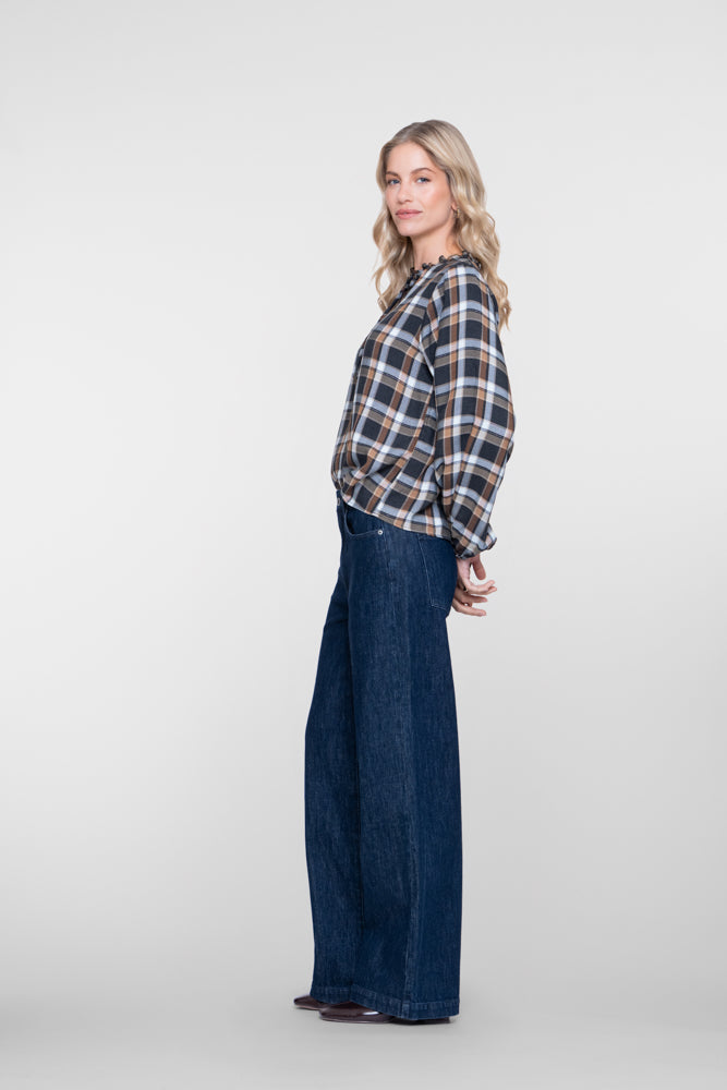 Geisha wide leg jeans met donkere wassing
