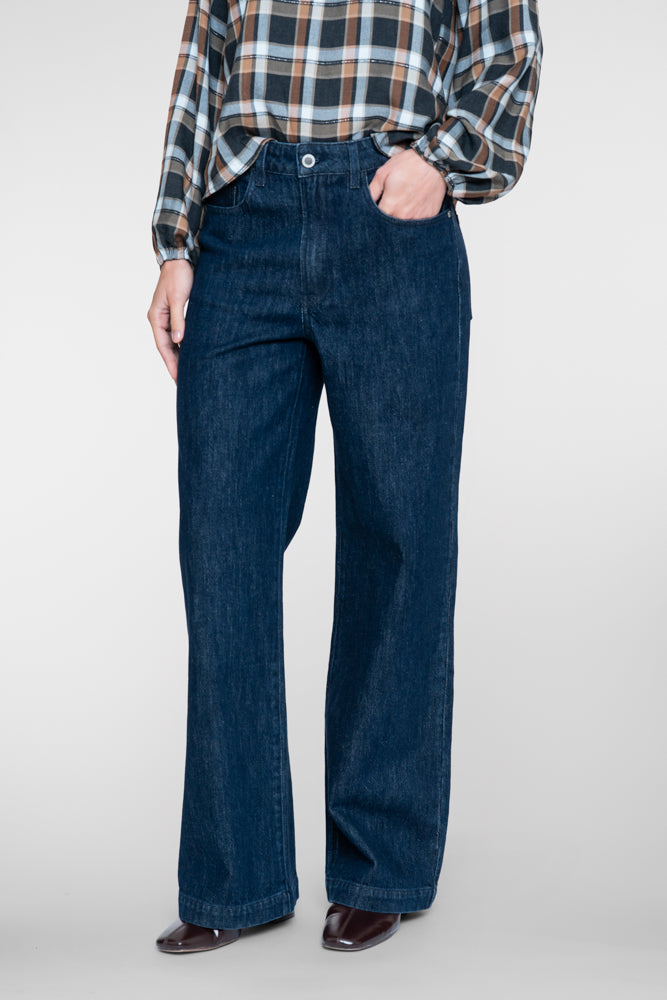Geisha wide leg jeans met donkere wassing