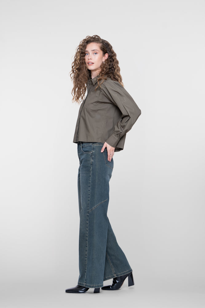 Geisha straight fit jeans met mid-waist en sierstiksels