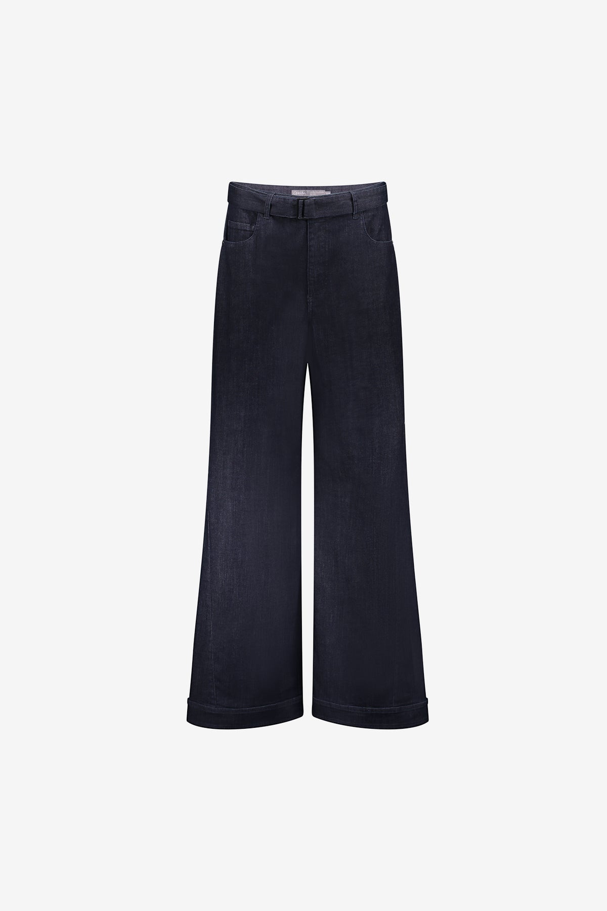 Geisha wide leg jeans met contrasterende boord en ceintuur