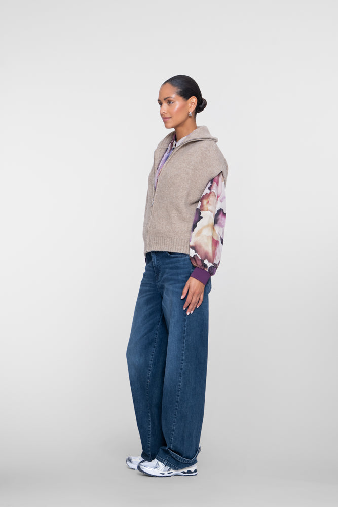 Geisha gebreid vest met hoge kraag en ritssluiting – Shop de look