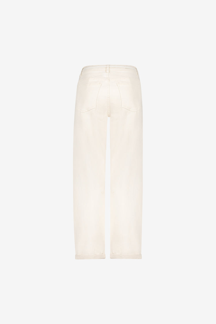 Geisha cropped straight fit jeans met strikceintuur en omslag