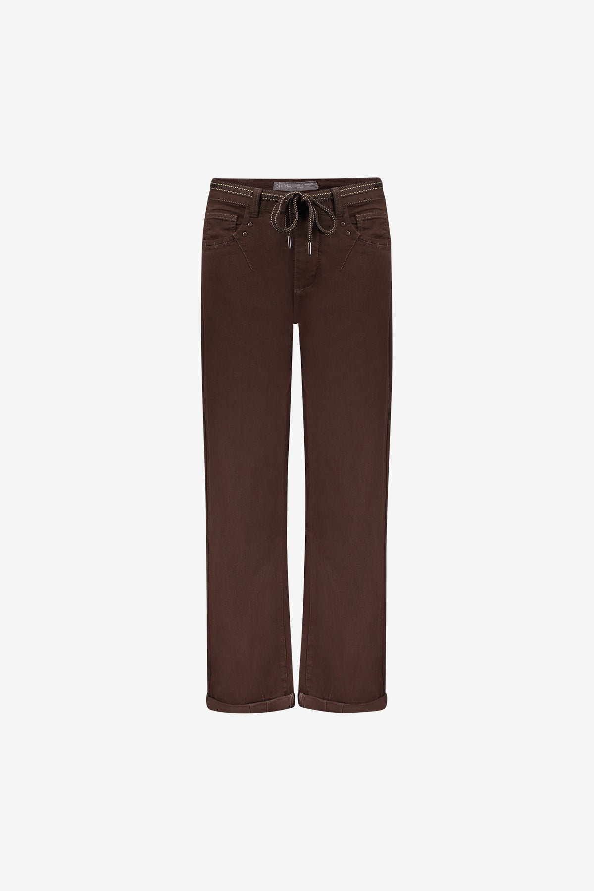 Geisha cropped straight fit jeans met strikceintuur en omslag