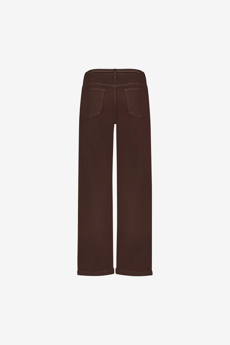 Geisha cropped straight fit jeans met strikceintuur en omslag