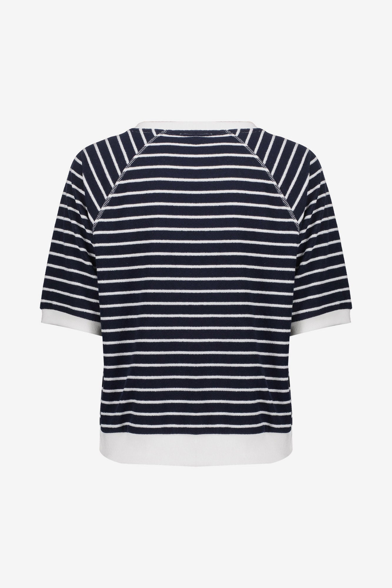 Geisha gestreepte sweater met korte mouw en raglanlijn